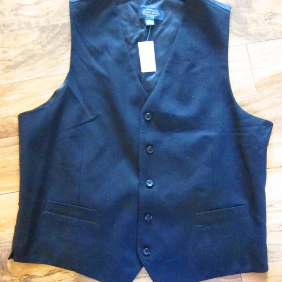 NWT- Men's PRONTO UOMO PLATIUM Black 100% Wool Sleeveless Suit Vest Size XXL - Picture 1 of 9